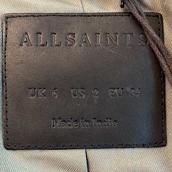 All Saints Green Leather Moto Jacket Size 2 Retails $589 NWT - Picture 9 of 11